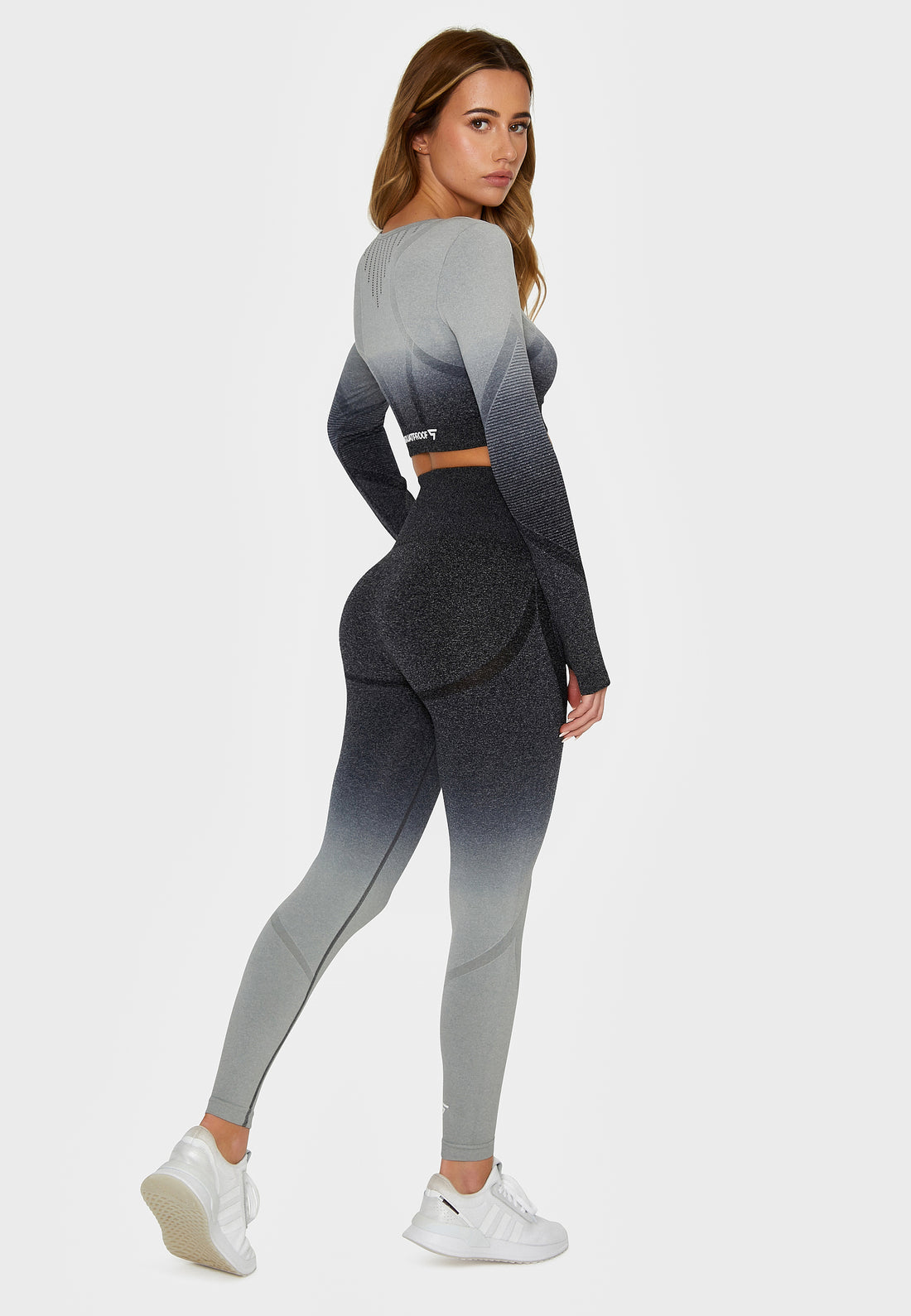 Long sleeve Dark Ombre+ Seamless Cropped Long Sleeve Sport Top - Squatproof