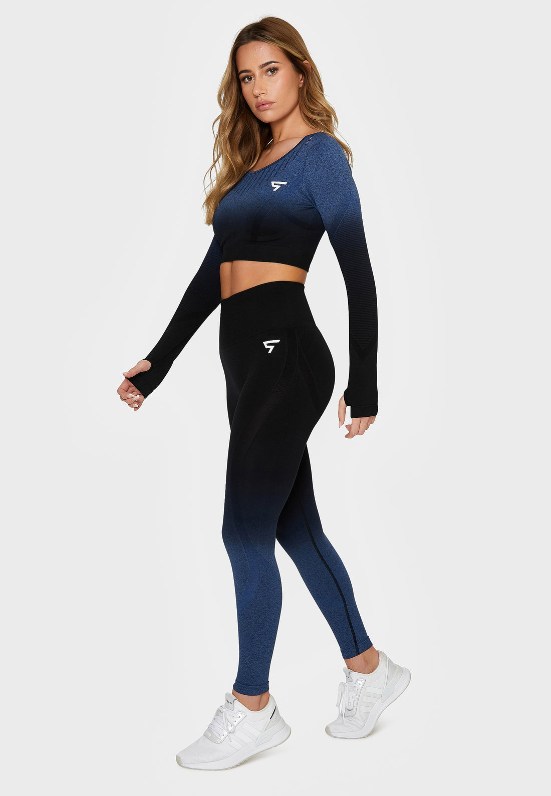 Lange mouwen Dark Ombre+ Naadloze Cropped Lange Mouwen Sport Top