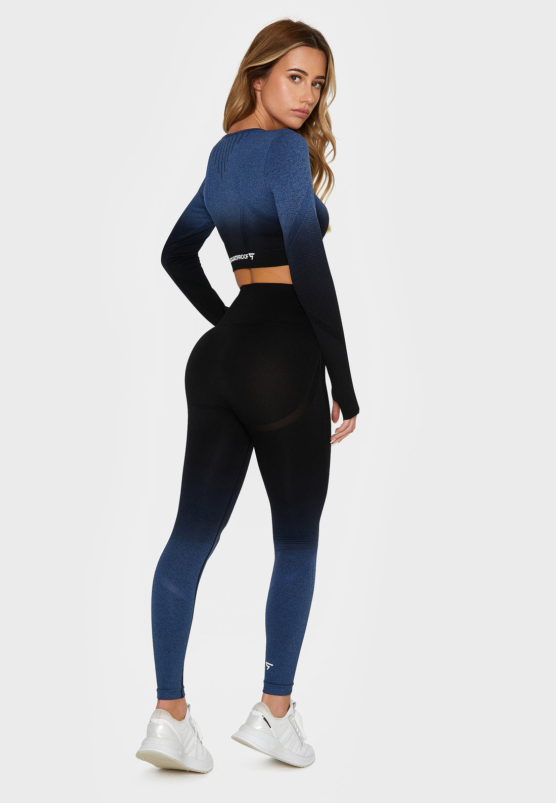 Long sleeve Dark Ombre+ Seamless Cropped Long Sleeve Sport Top - Squatproof