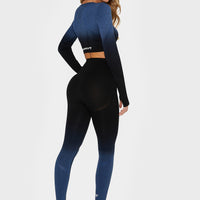 Long sleeve Dark Ombre+ Seamless Cropped Long Sleeve Sport Top - Squatproof