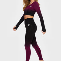 Lange mouwen Dark Ombre+ Naadloze Cropped Lange Mouwen Sport Top