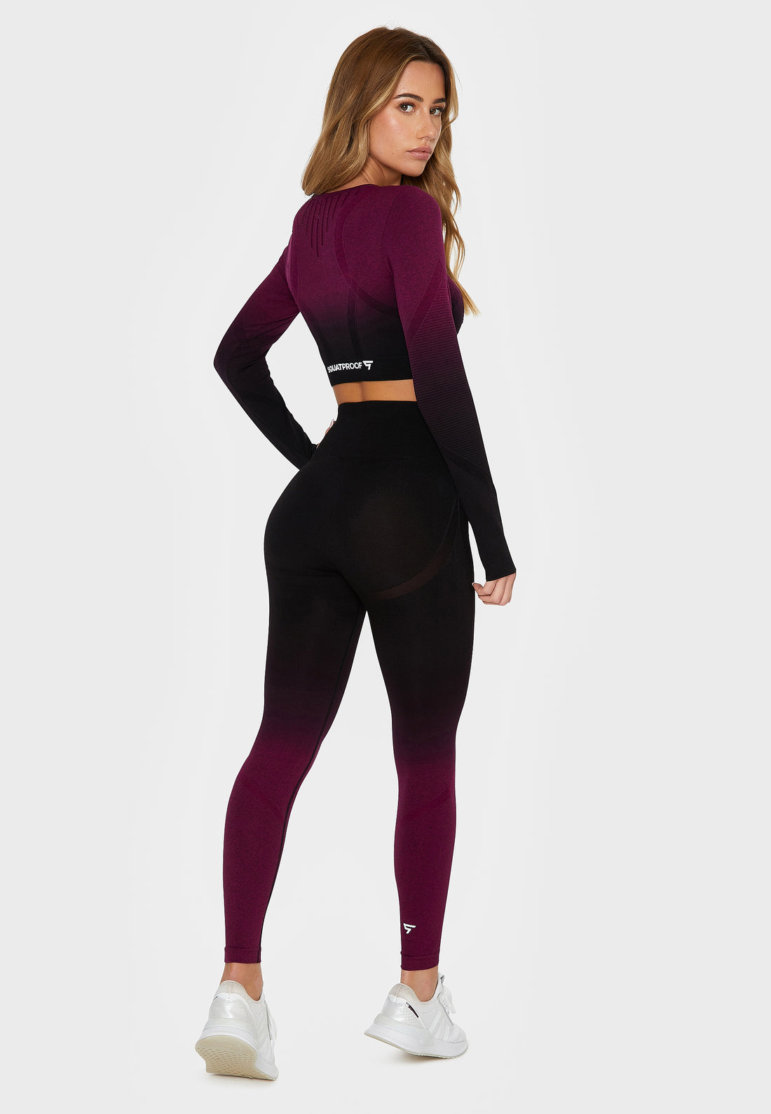 Long sleeve Dark Ombre+ Seamless Cropped Long Sleeve Sport Top - Squatproof