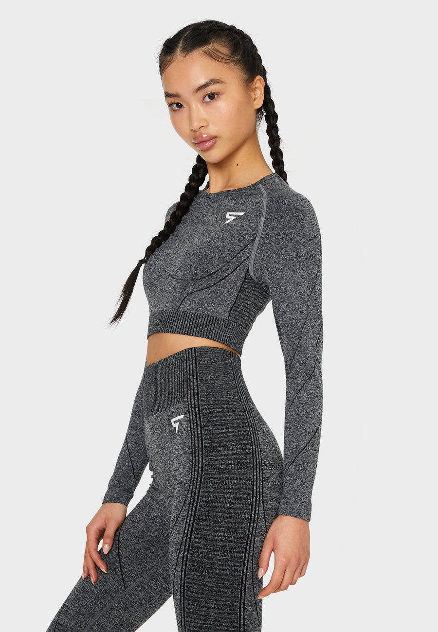 Long sleeve Goal+ Seamless Cropped Long Sleeve Sport Top - Squatproof