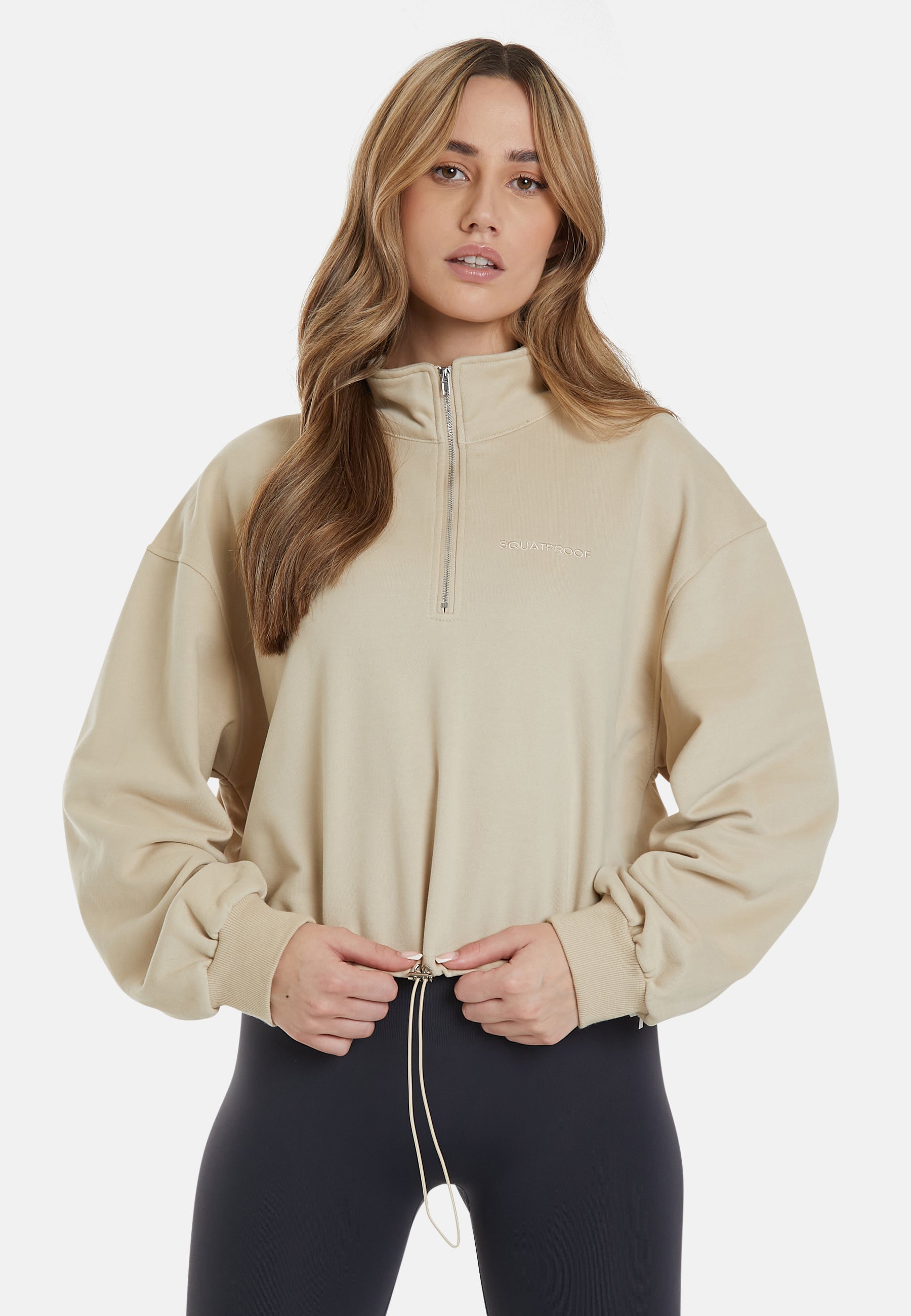 Sweatshirt Pull String Pump Cover Half Zip Sweatshirt - Squatproof