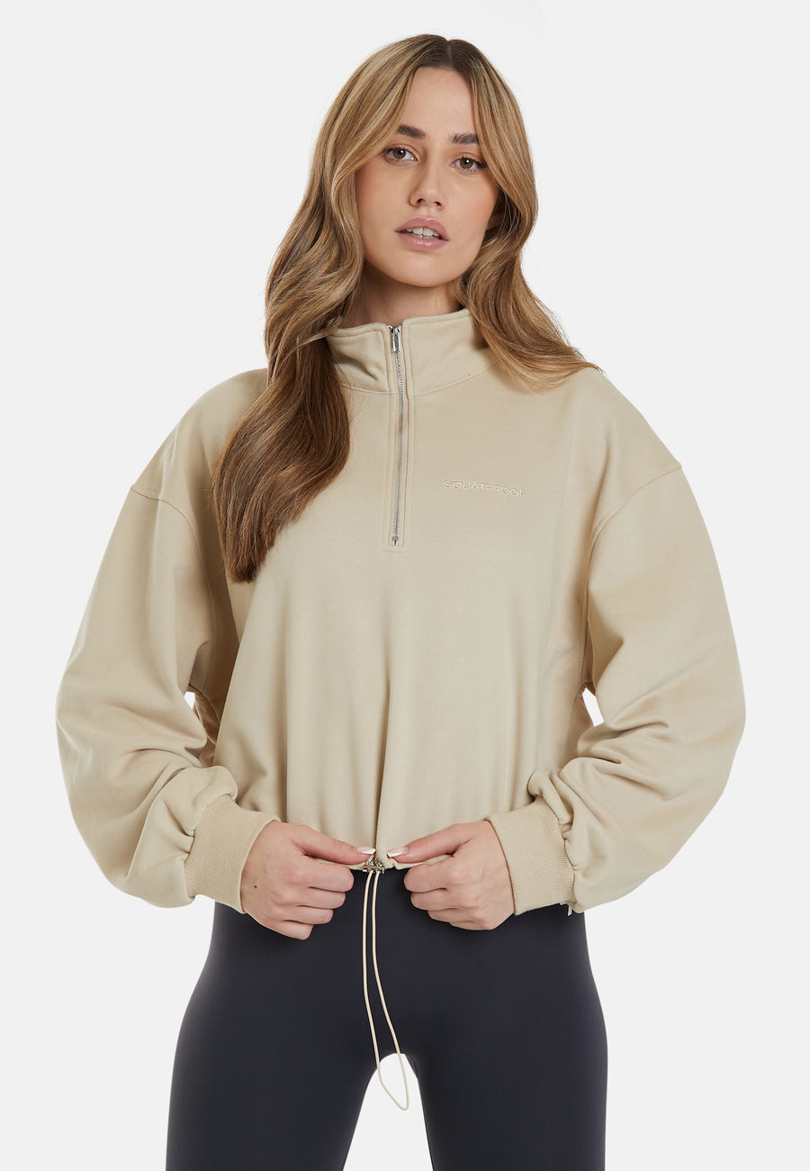 Sweatshirt mit Pumpüberzug und halbem Reißverschluss