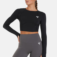 Long Sleeve Breath Back Seamless Long Sleeve Sports Top - Squatproof