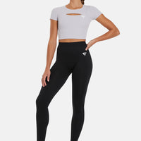 T-Shirt Hollow Out Cropped Sports Top - Squatproof