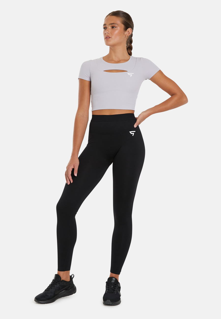 T-Shirt Hollow Out Cropped Sports Top - Squatproof