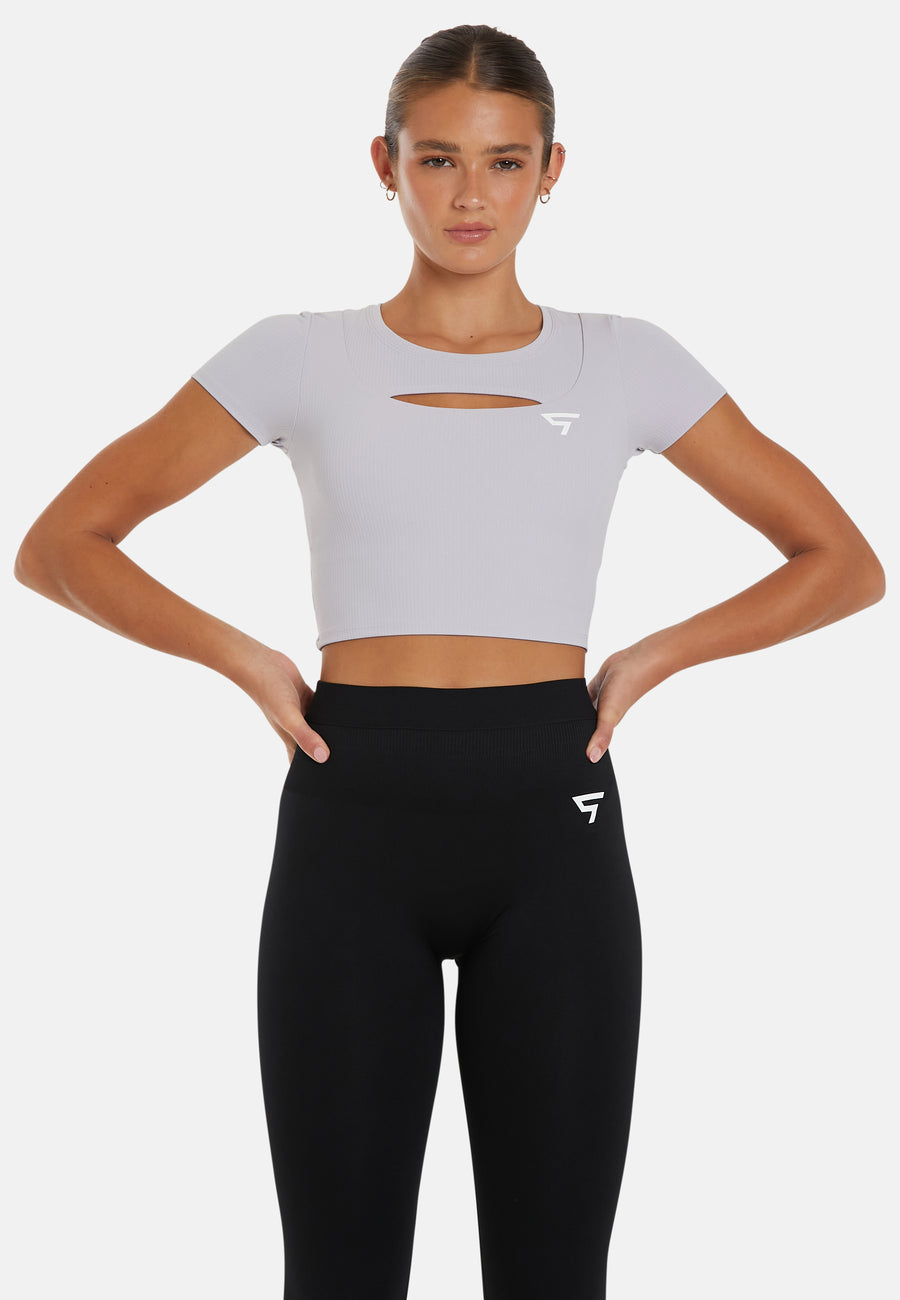 T-Shirt Hollow Out Cropped Sports Top - Squatproof