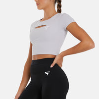 T-Shirt Hollow Out Cropped Sports Top - Squatproof