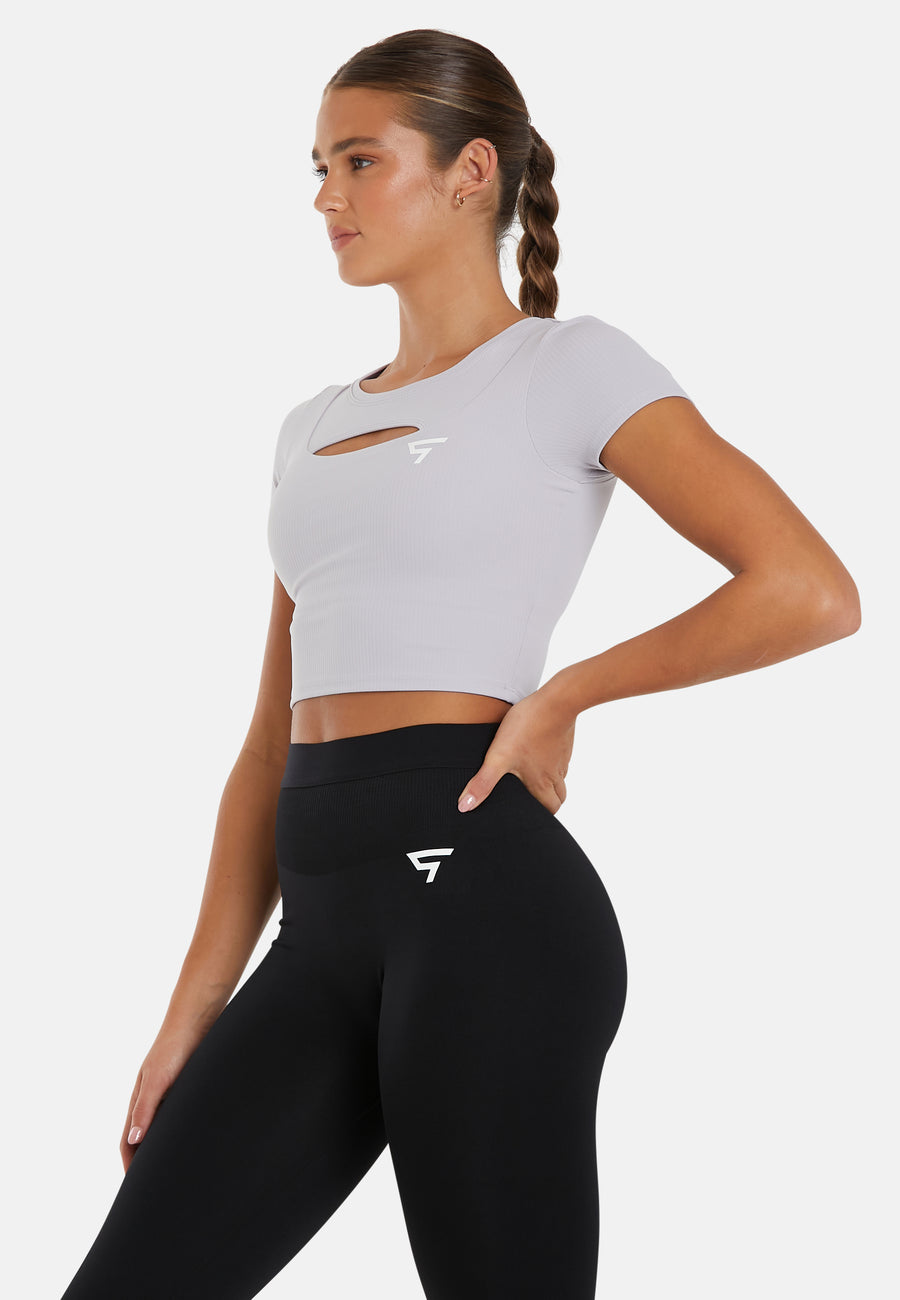 T-Shirt Hollow Out Cropped Sports Top - Squatproof