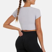 T-Shirt Hollow Out Cropped Sports Top - Squatproof