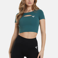 T-Shirt Hollow Out Cropped Sports Top - Squatproof