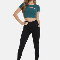 T-Shirt Hollow Out Cropped Sports Top - Squatproof