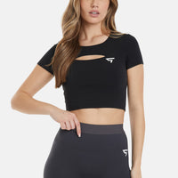 T-Shirt Hollow Out Cropped Sports Top - Squatproof