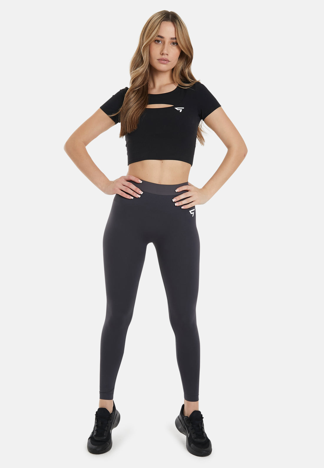 T-Shirt Hollow Out Cropped Sports Top - Squatproof