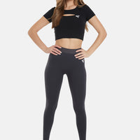 T-Shirt Hollow Out Cropped Sports Top - Squatproof