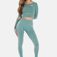 Long Sleeve Hollow Out Cropped Long Sleeve Sports Top