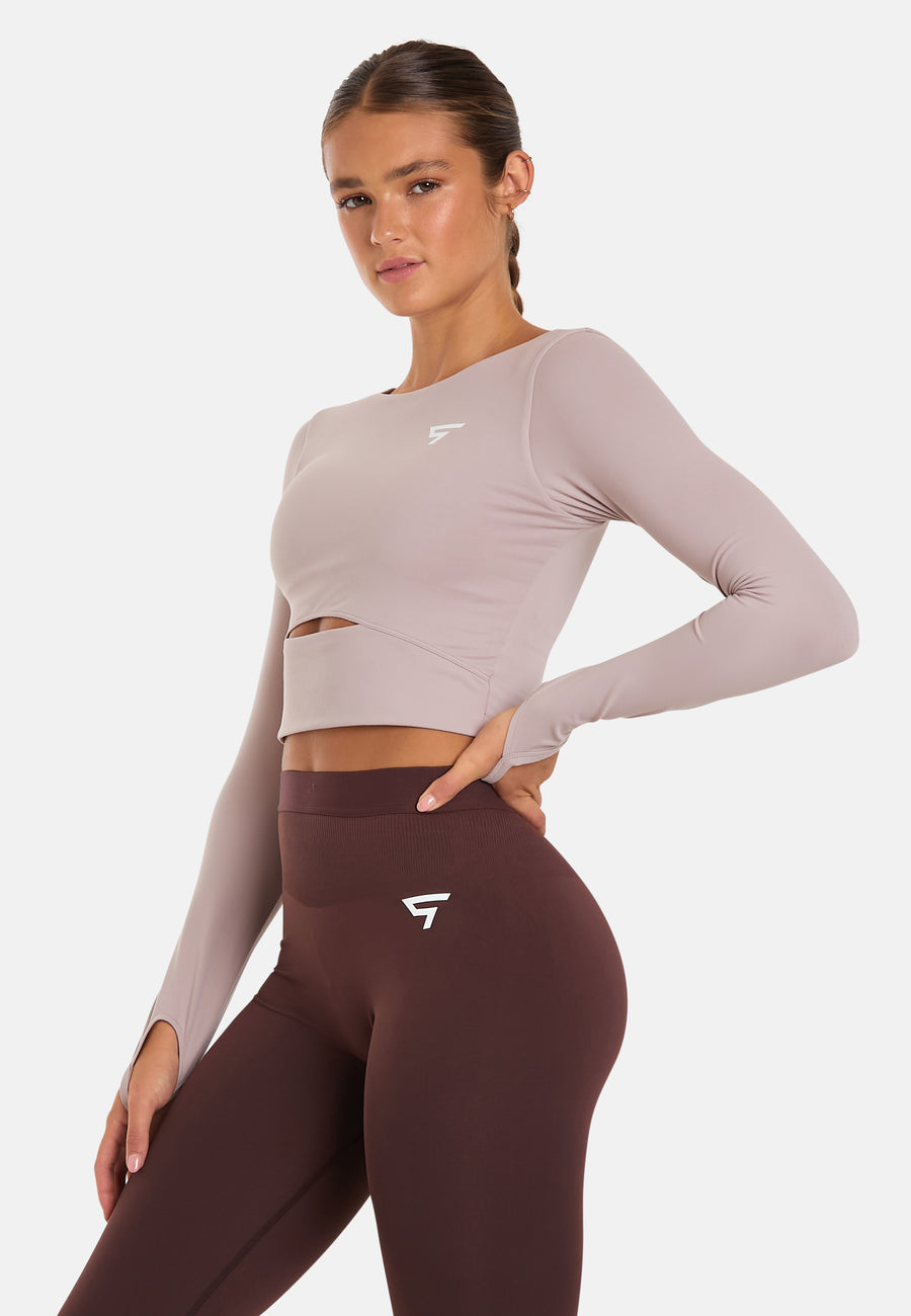 Long Sleeve Hollow Out Cropped Long Sleeve Sports Top