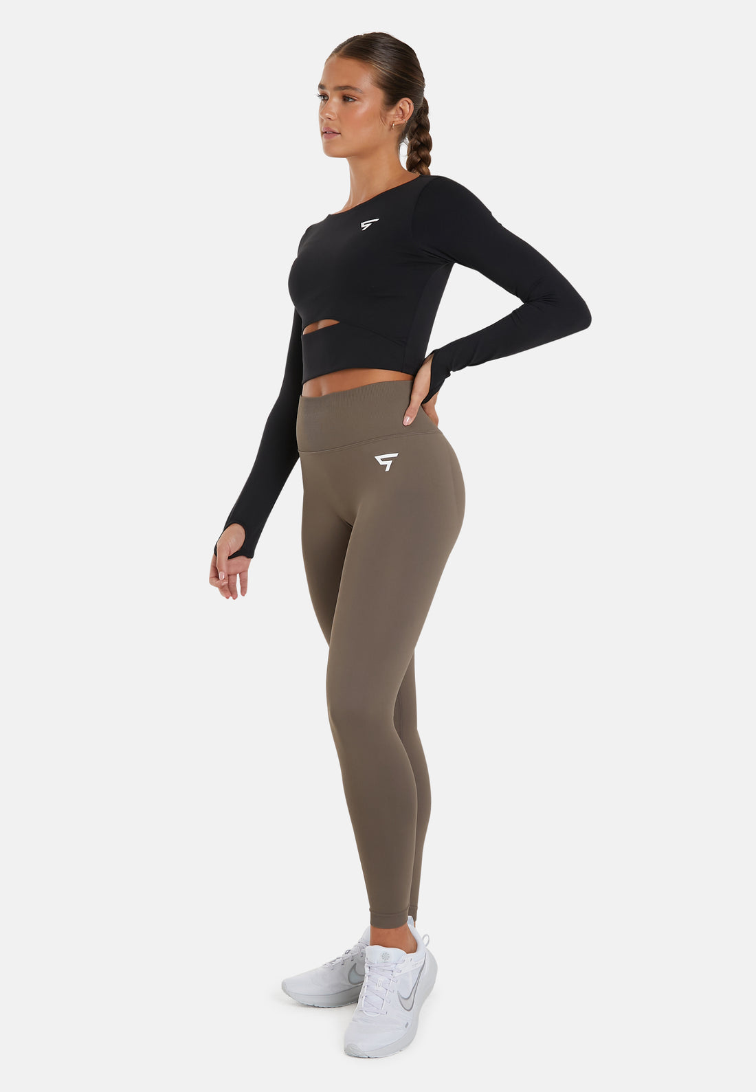 Long Sleeve Hollow Out Cropped Long Sleeve Sports Top - Squatproof