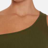 Top Serenity Ribbed One Shoulder Sports Top - Squatproof